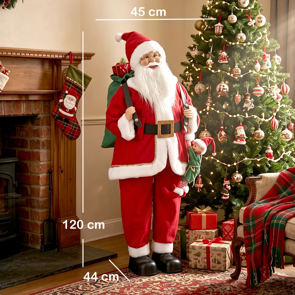 HOMCOM Singing and Dancing Santa Claus with Sack Hanging Elf Christmas Decoration 4ft Image 9