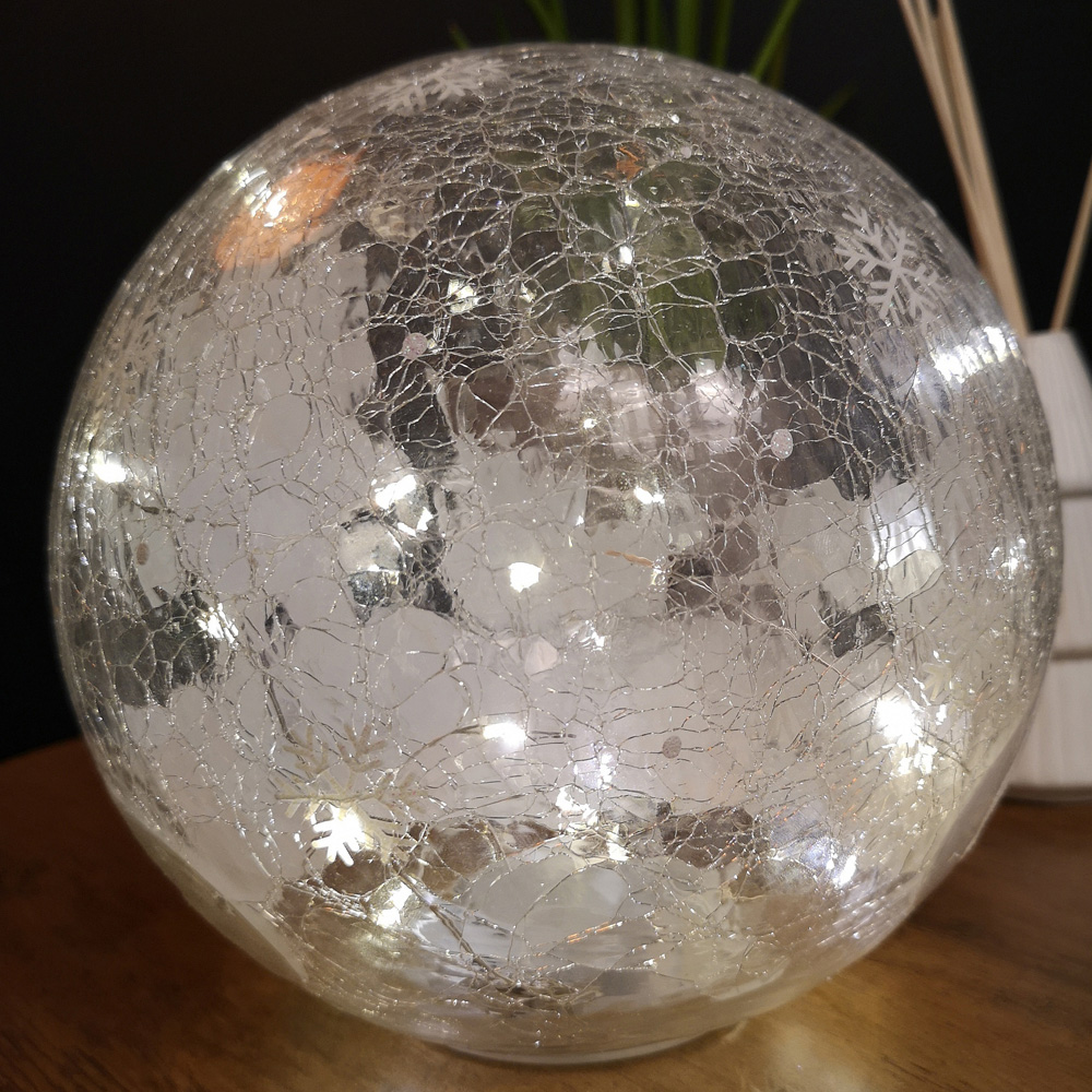 Samuel Alexander Santa Crackle Effect Glass Ball LED Christmas Decoration 20cm Image 6