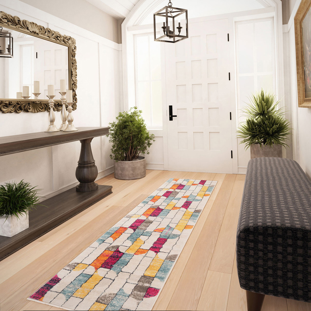 Kukoon Bold Multicolour Retro Geometric Rug 240 x 60cm Image 2