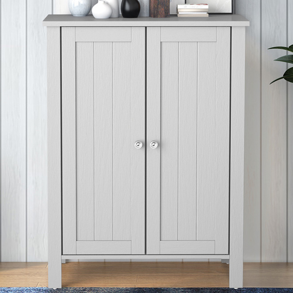 Costway 2 Door Grey Adjustable Shelf Free Standing Floor Cabinet Image 1