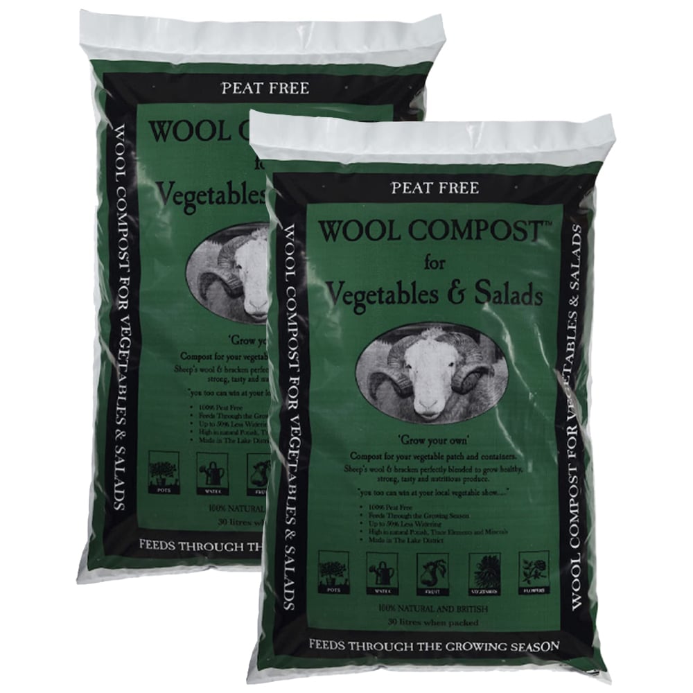 Thompson and Morgan Wool Compost For Vegetables and Salads 30L 2 Pack Image 1
