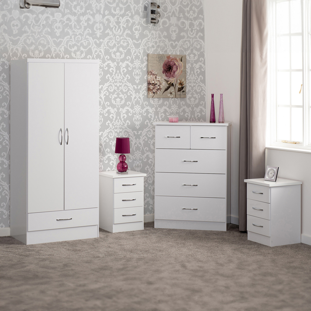 Seconique Nevada White 4 Piece Bedroom Furniture Set Image 1