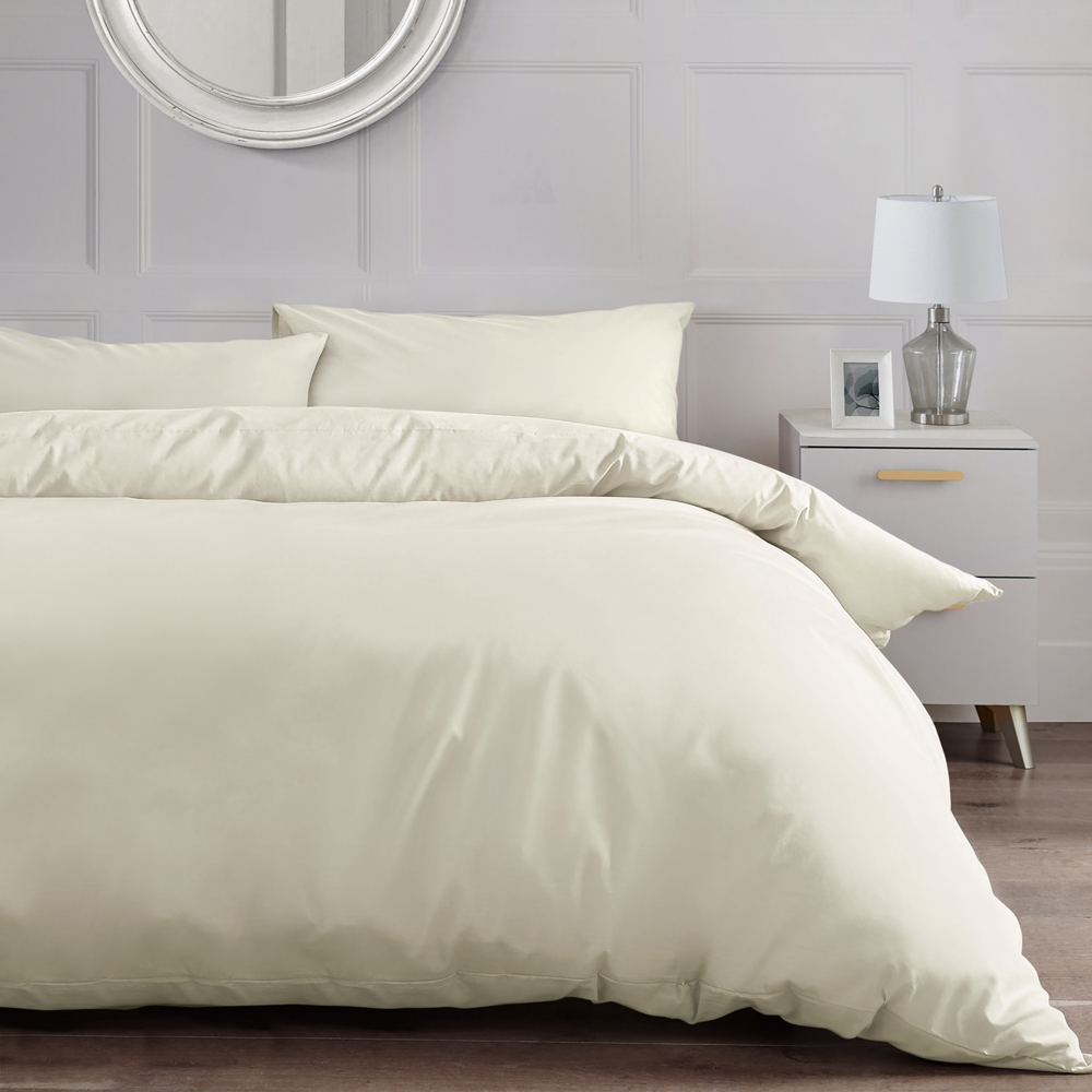 Velosso King Size Cream Plain-Dyed Duvet Cover Set Image
