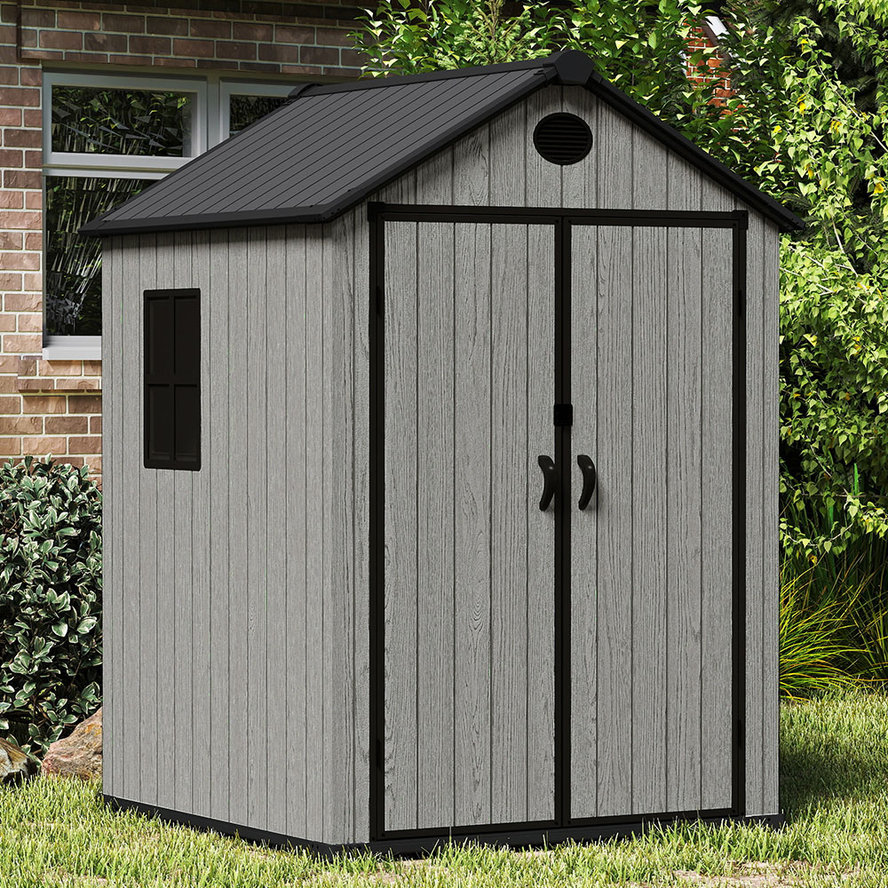 Living and Home 6 x 6ft Grey Apex Garden Tool Shed Image 2
