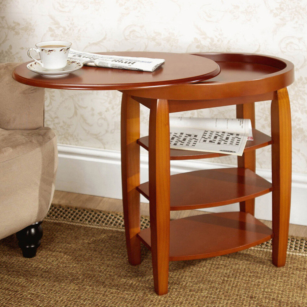 Greenhurst 3 Shelf Light Oak Swivel Top Side Table Image 1