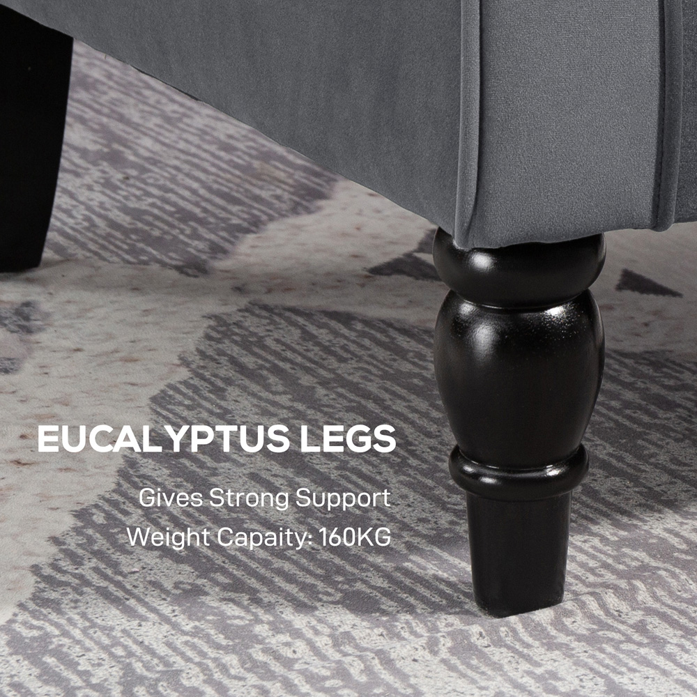 HOMCOM Grey Tufted Club Fabric Accent Armchair Image 7