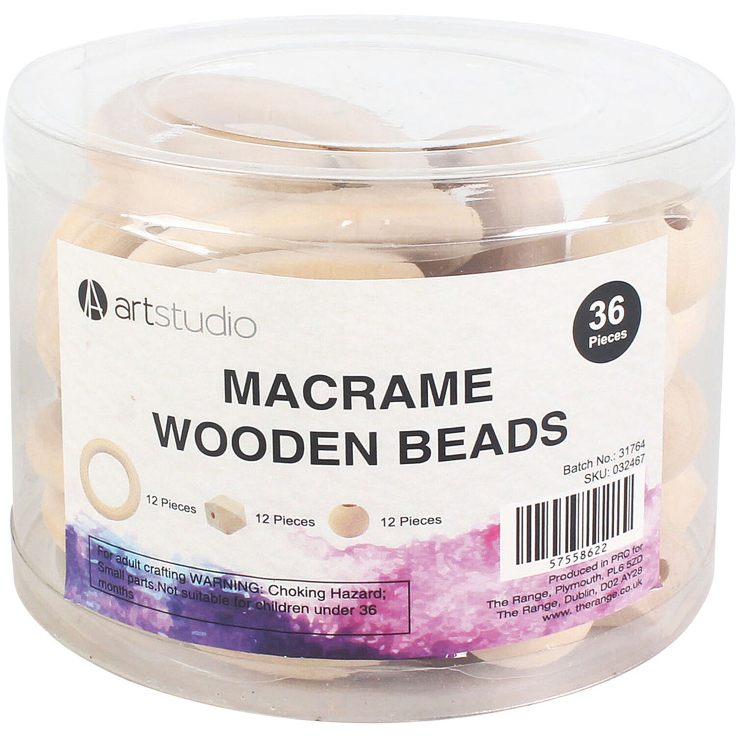 Art Studio Macrame Wooden Bead 36 Pack Image