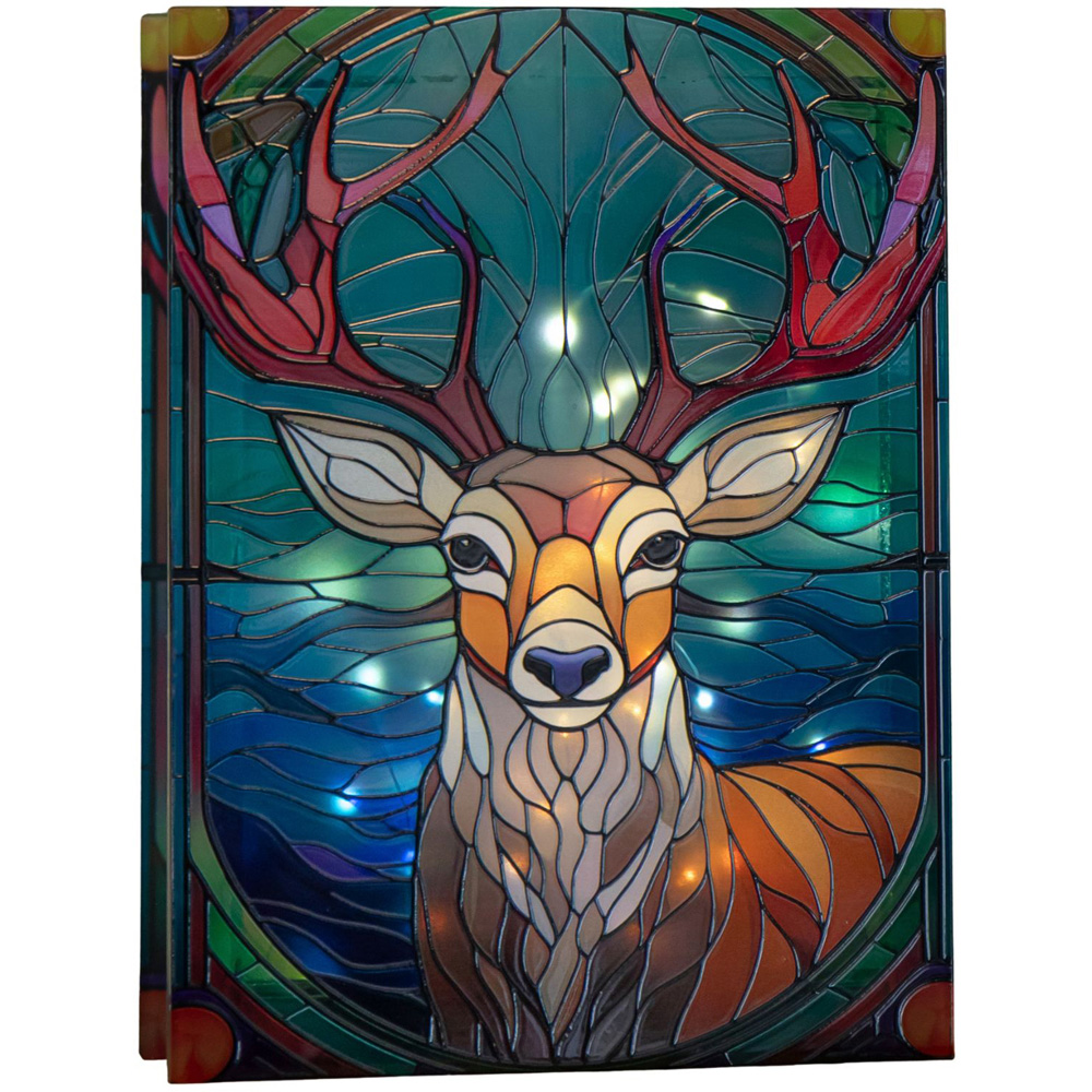 Samuel Alexander Warm White LED Stag Stained Glass Christmas Decoration 28cm Image 2