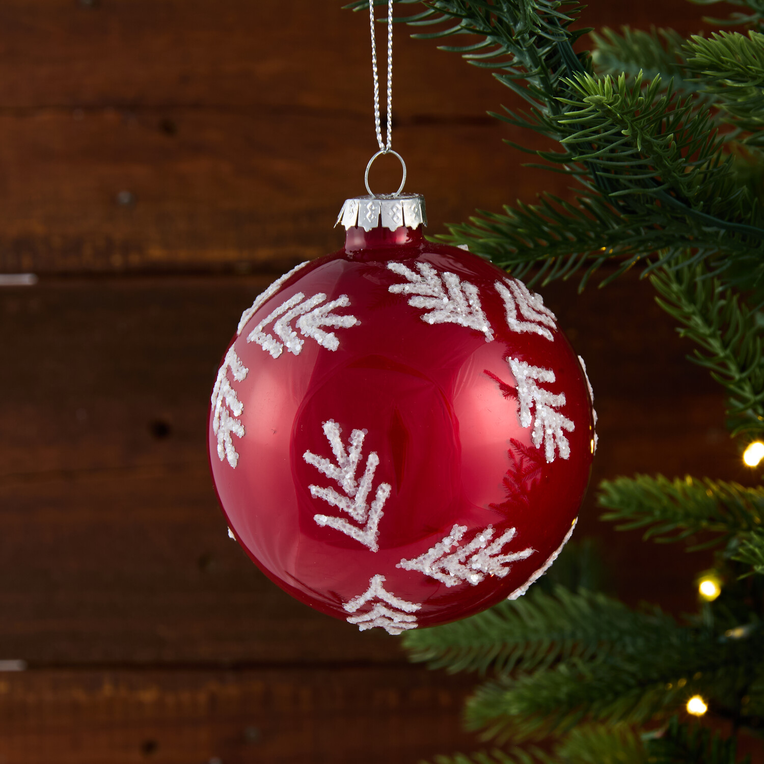 Ruby Red Glitter Pattern Bauble Image 5