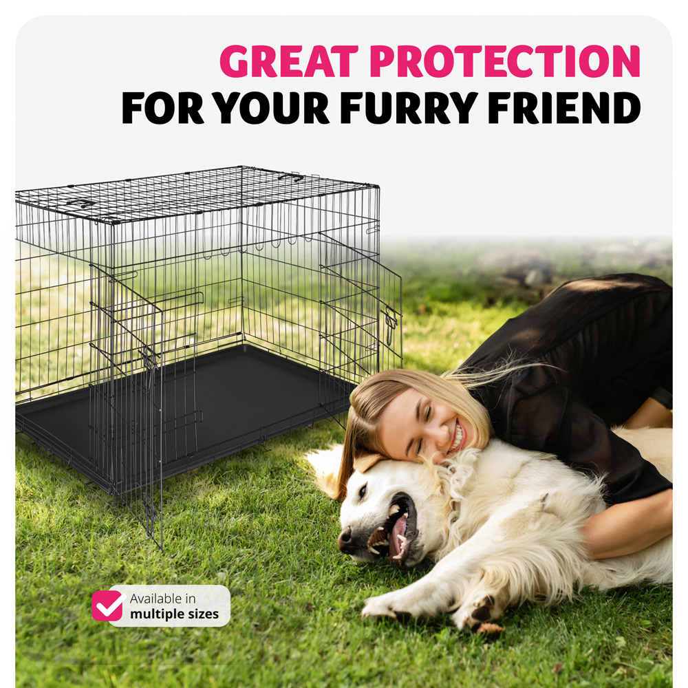 tectake Luna Double Locked Door Foldable Steel Dog Crate 78cm Image 8