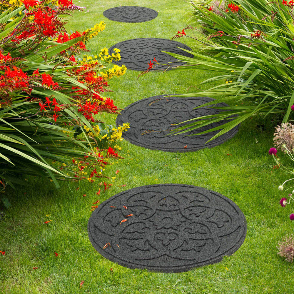 Nicoman Grey Scroll Reversible Garden Stepping Stone 46cm 4 Pack Image 2