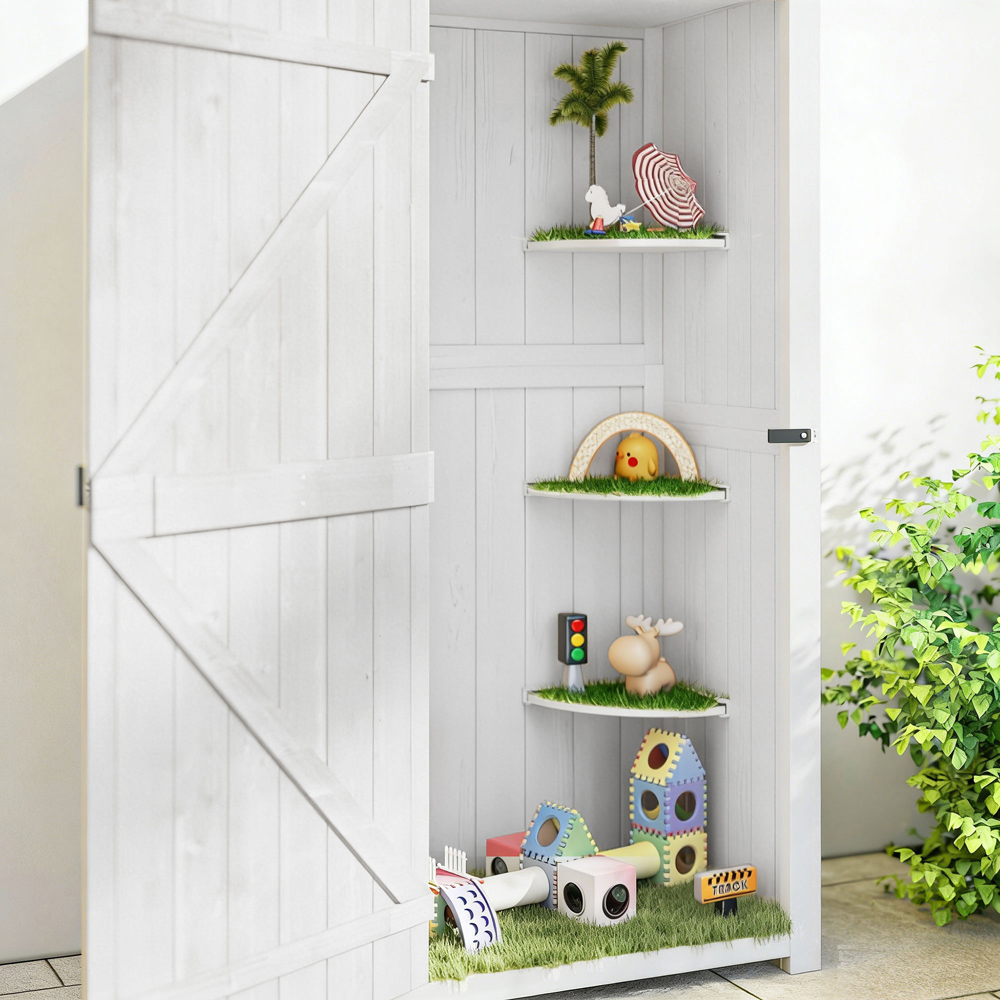 Outsunny 2.5 x 1.7ft Single Door Light Grey Wooden Garden Storage Shed Image 8
