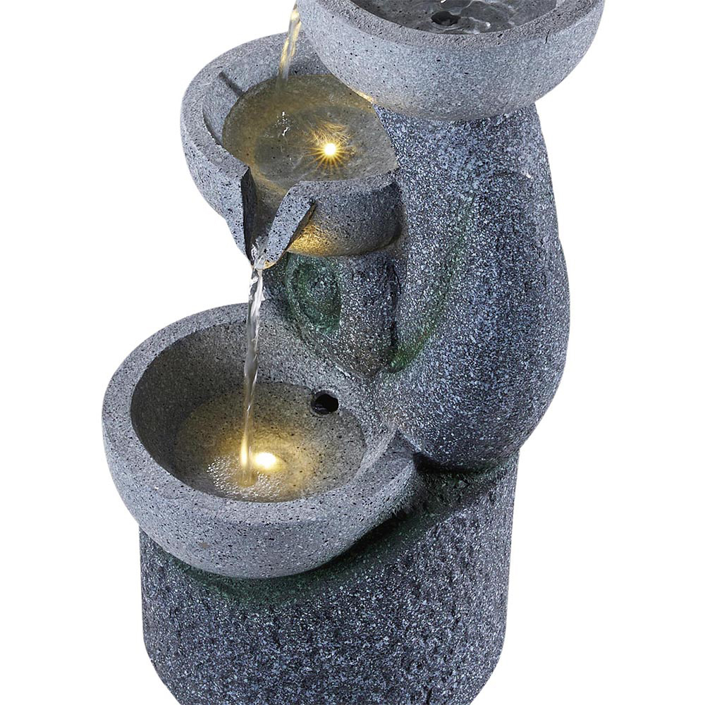 Living and Home 3 Tier LED Solar Powered Cascading Bowl Outdoor Water Fountain Image 4