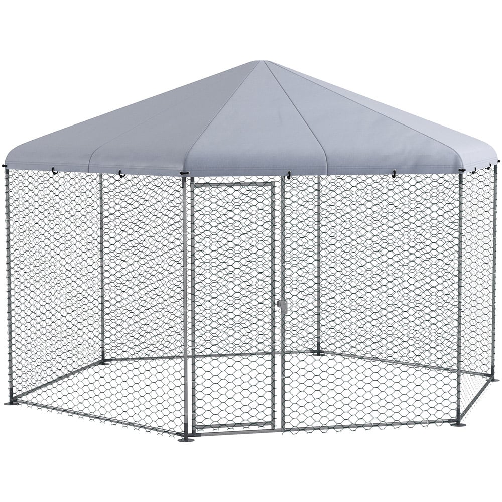 PawHut Walk In Chicken Run with Hexagonal Roof and Cover 2.6 x 4 x 3.5m Image 1