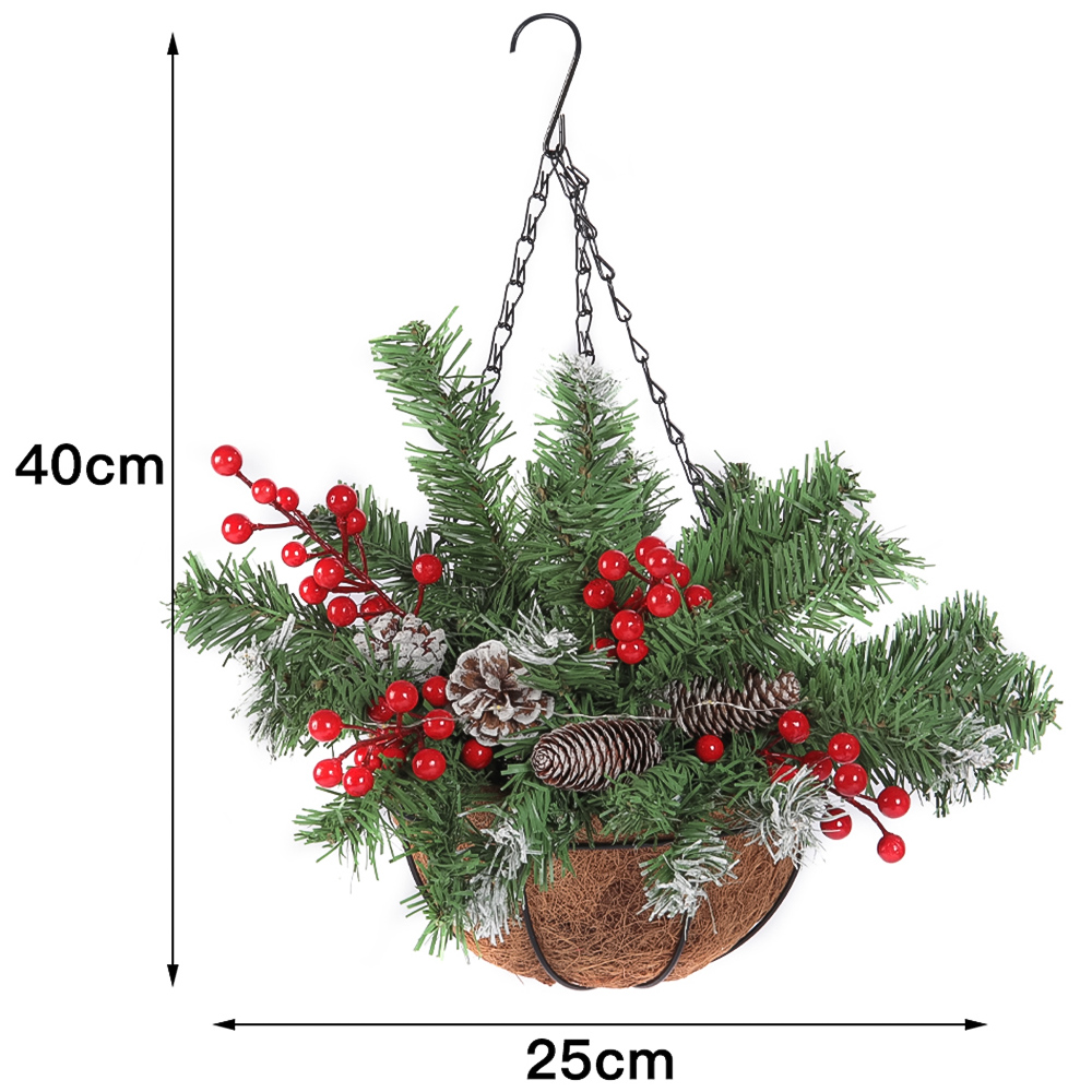 Living and Home Pre-Lit Christmas Hanging Basket Image 8