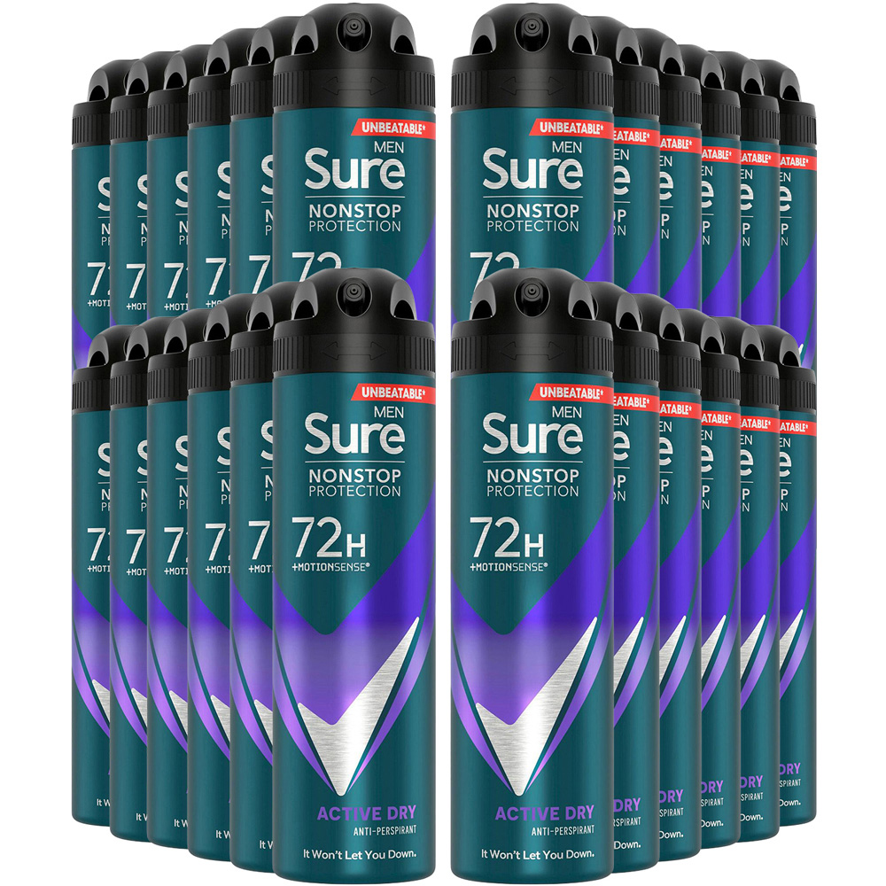 Sure Men Active Dry 72H Nonstop Protection Anti-Perspirant Deodorant 150ml 24 Pack Image 1