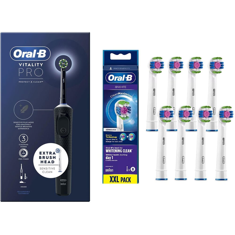 Oral-B Vitality Pro Electric Rechargeable Toothbrush with 8 3D White Refill Head Image 1