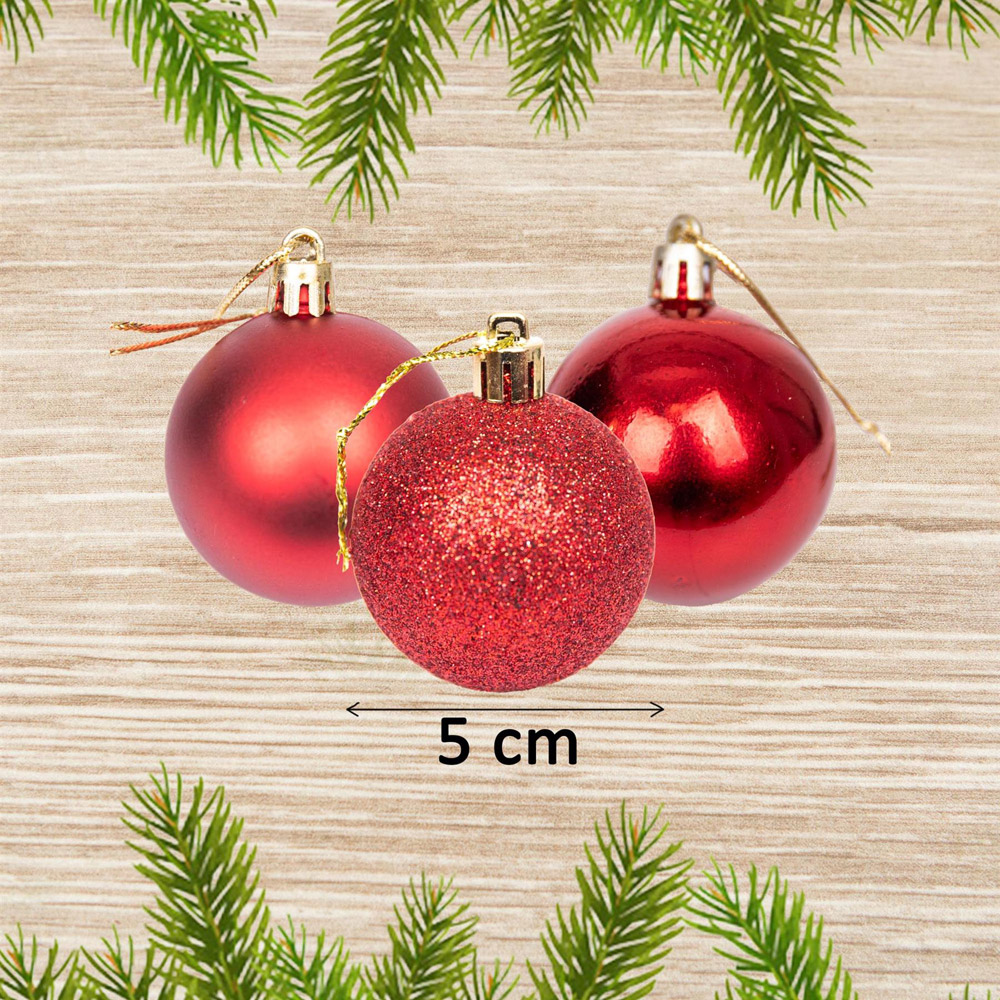 Shatchi 5cm Dark Red Luxury Bauble 9 Pack Image 4