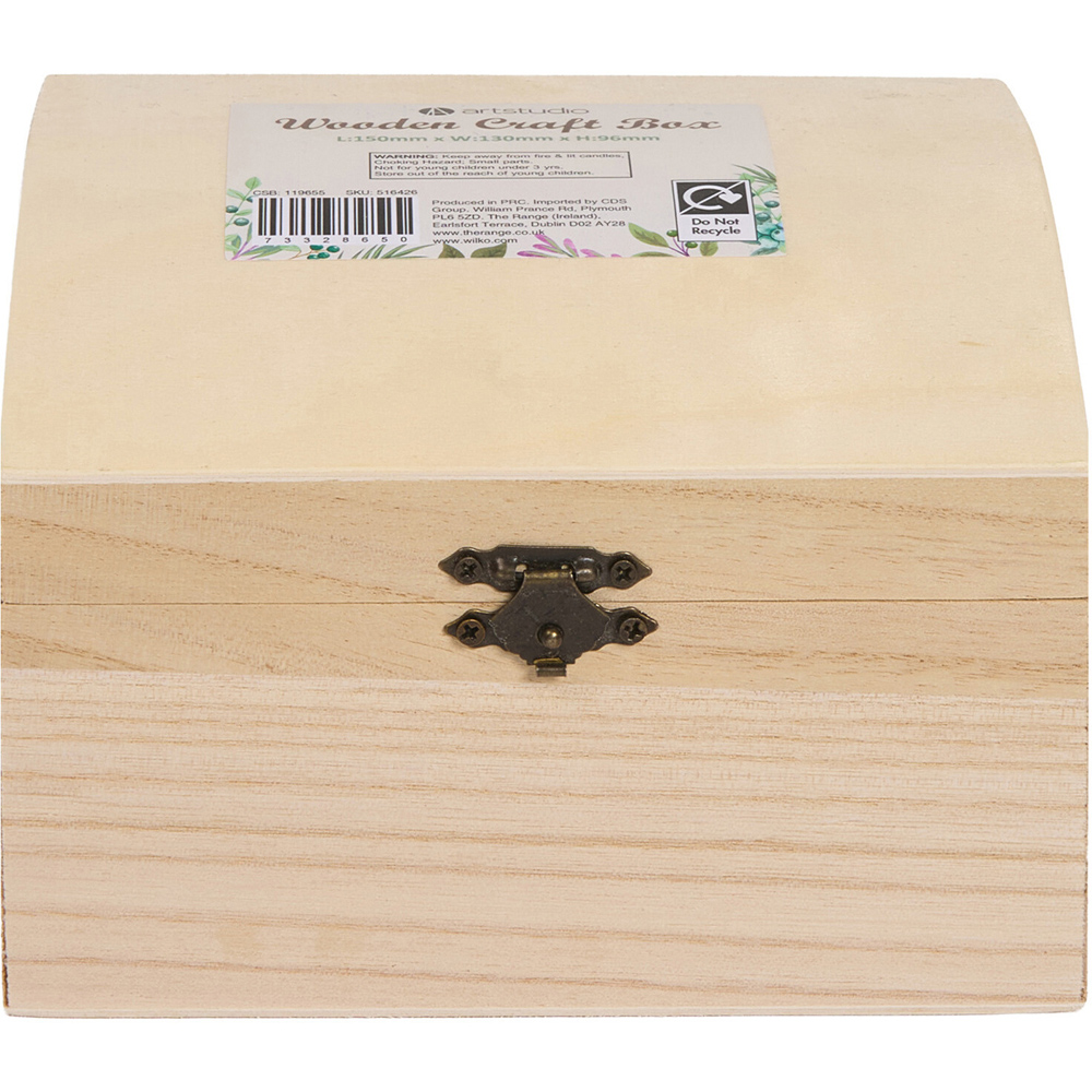 Wooden Unfinished Craft Box Natural Image 2
