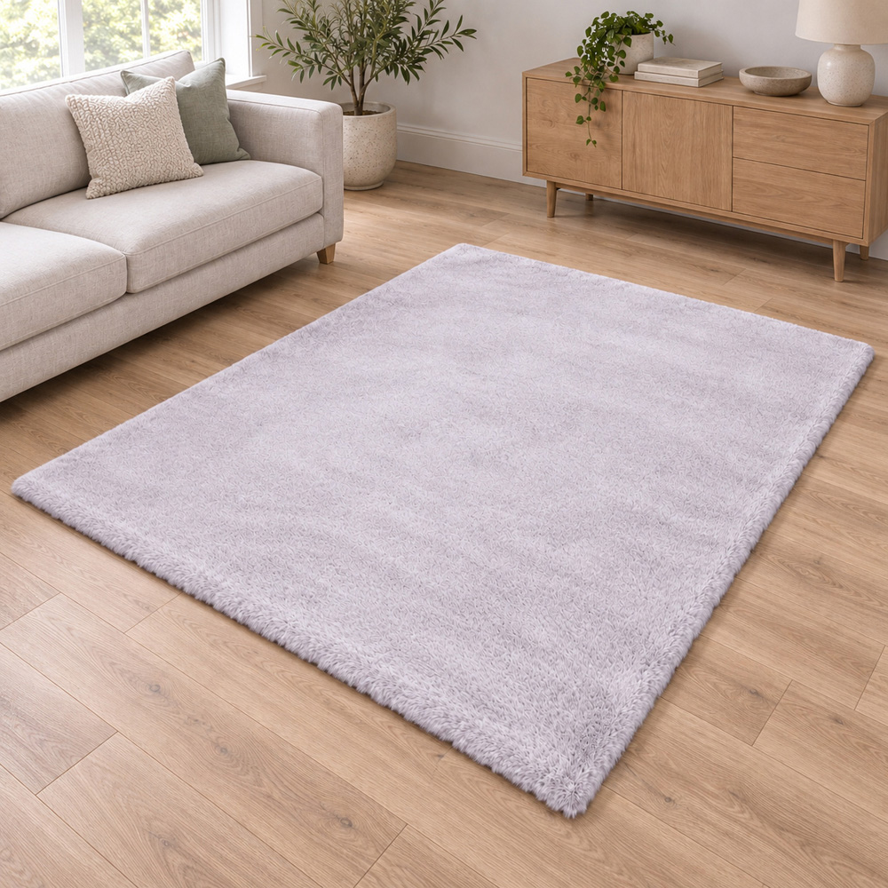 Portland HMC Luxe Silver Faux Fur Rug 60 x 100cm Image 1