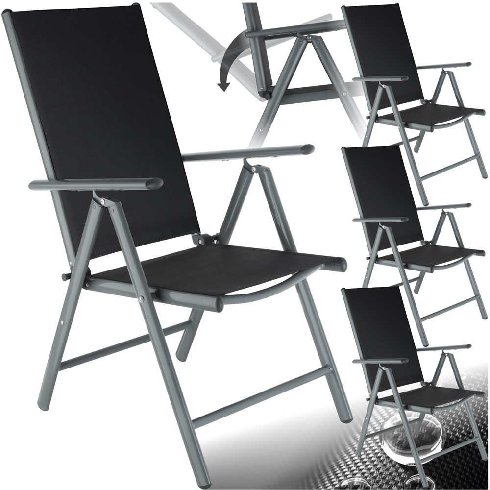 tectake Marilena Set of 4 Anthracite Adjustable Garden Chair Image 2