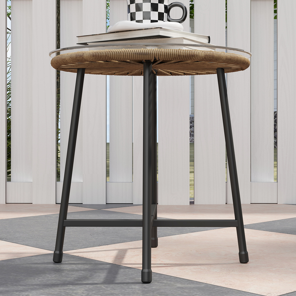 Outsunny 3 Piece Rattan Bistro Set Brown Image 3