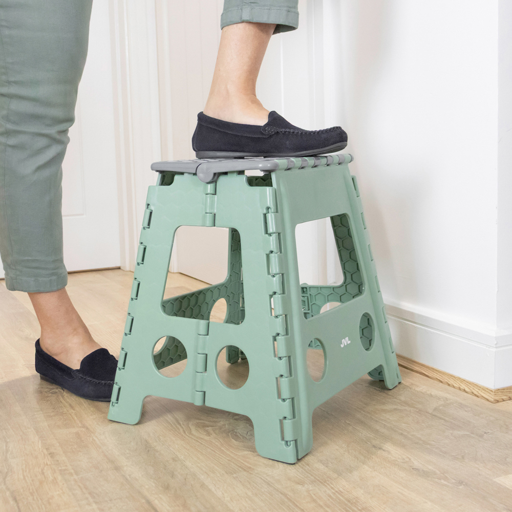 JVL Cleaning Large Green Folding Step Stool Image 2
