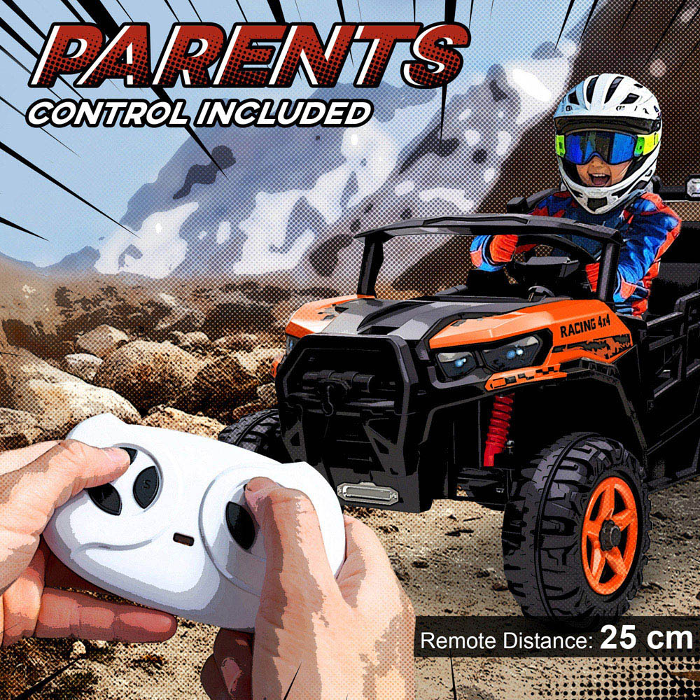 Tommy Toys 2 Seater Kids Orange Ride On Electric Truck with Remote 24V Image 5