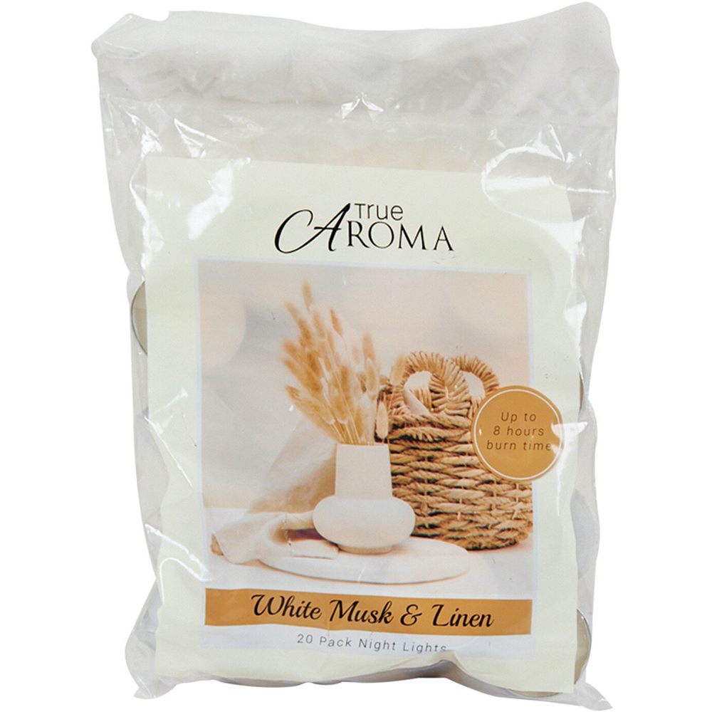 Pack of 20 White Musk and Linen Tealights - Beige Image