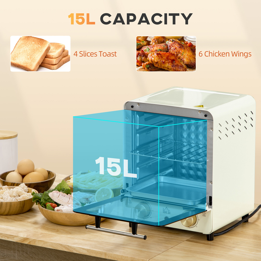 HOMCOM 800-153V70CW Cream 15L Mini Toaster Oven Image 5
