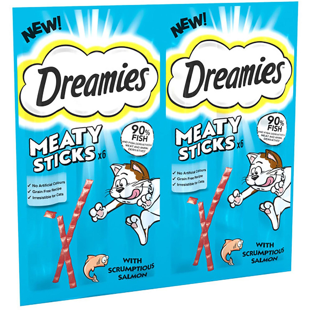 Dreamies Scrumptious Salmon Meaty Sticks Adult Cat Treat 30g Image 1