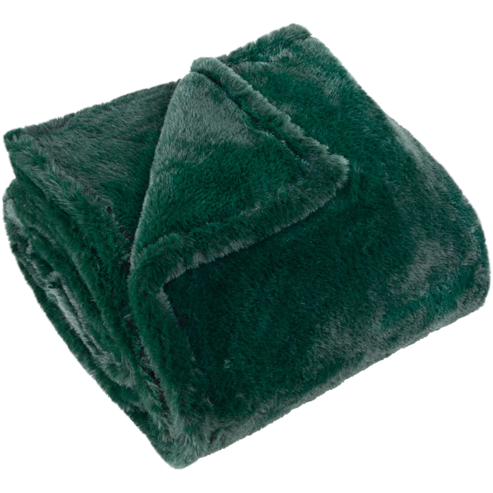 Furn Kallu Needle Green Double-Sided Faux Fur Throw 130 x 180cm Image 1