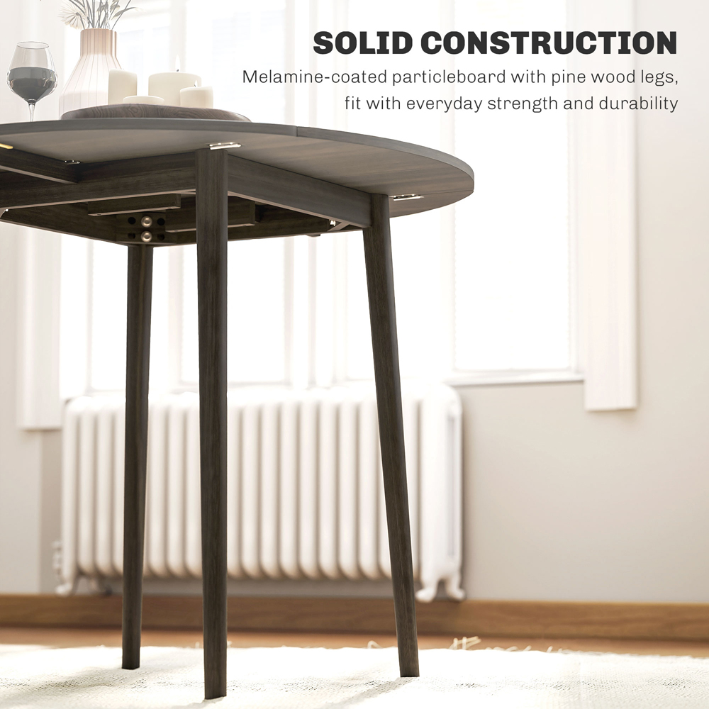 HOMCOM 4 Seater Grey Drop Leaf Dining Table Image 6