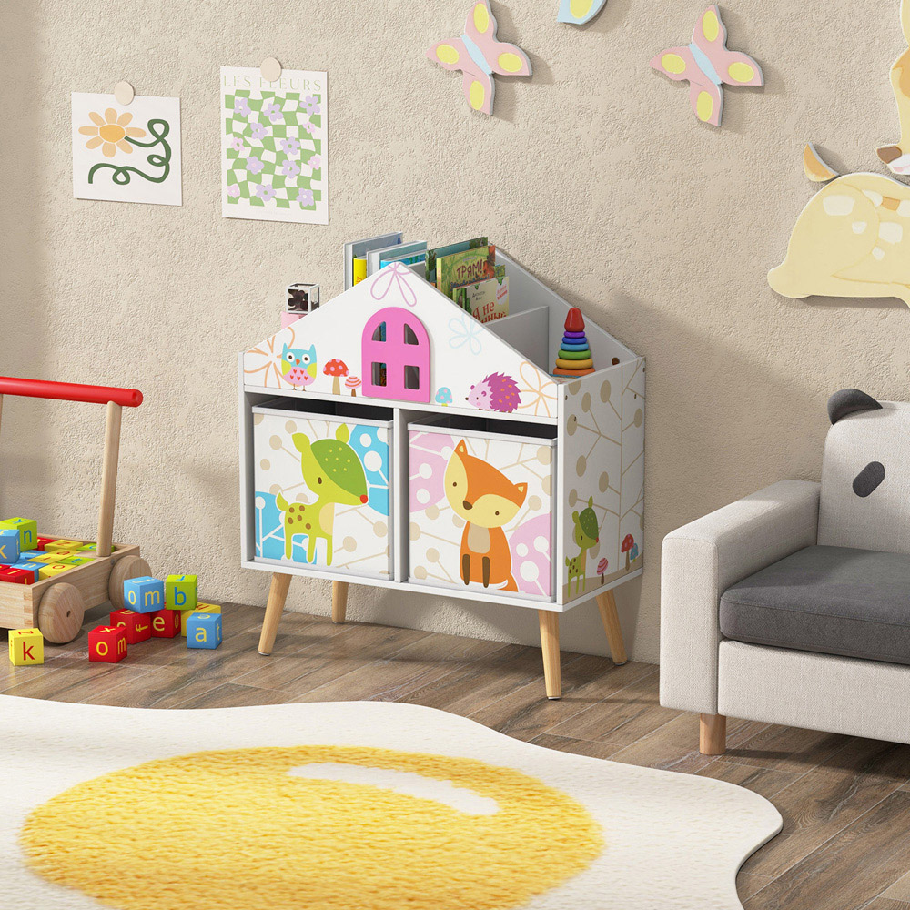 Costway 2 Shelf White House Shaped Bookshelf Image 3