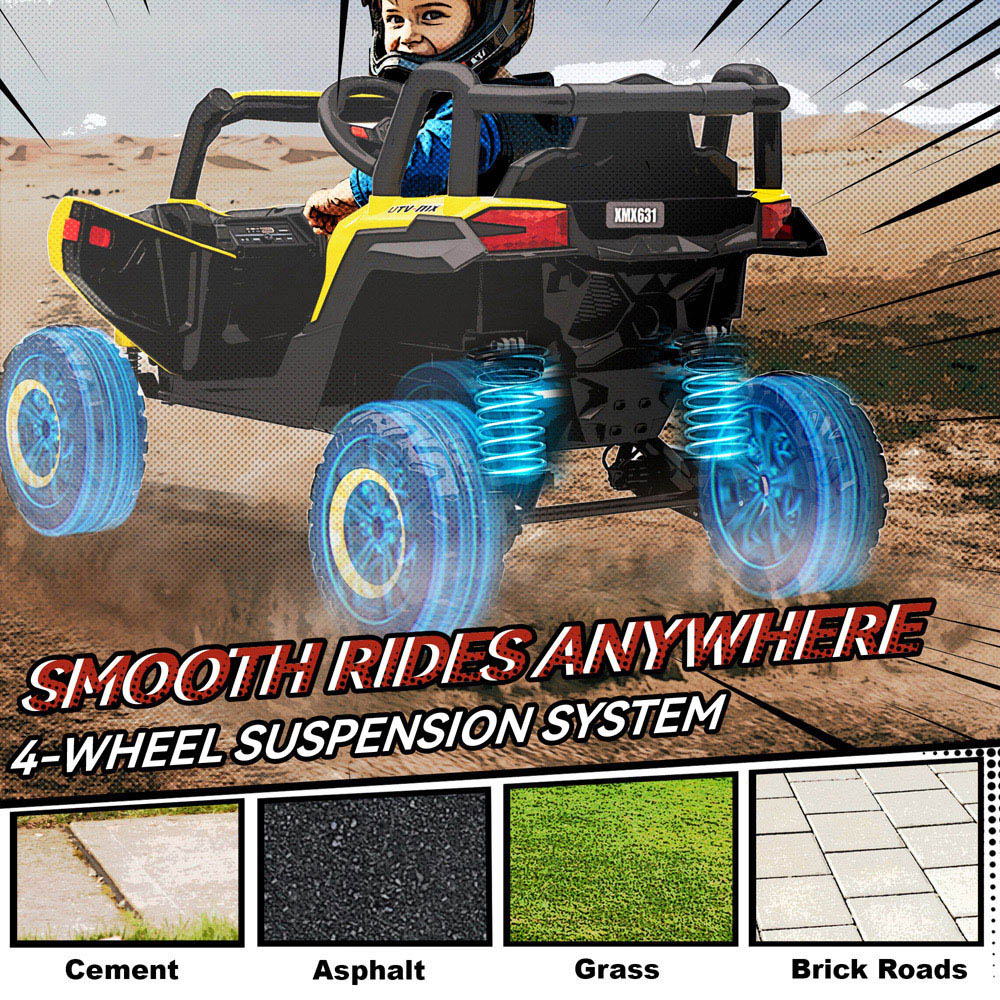 Tommy Toys Kids Yellow Ride On Electric UTV Car with Remote and Safety Belt Image 8
