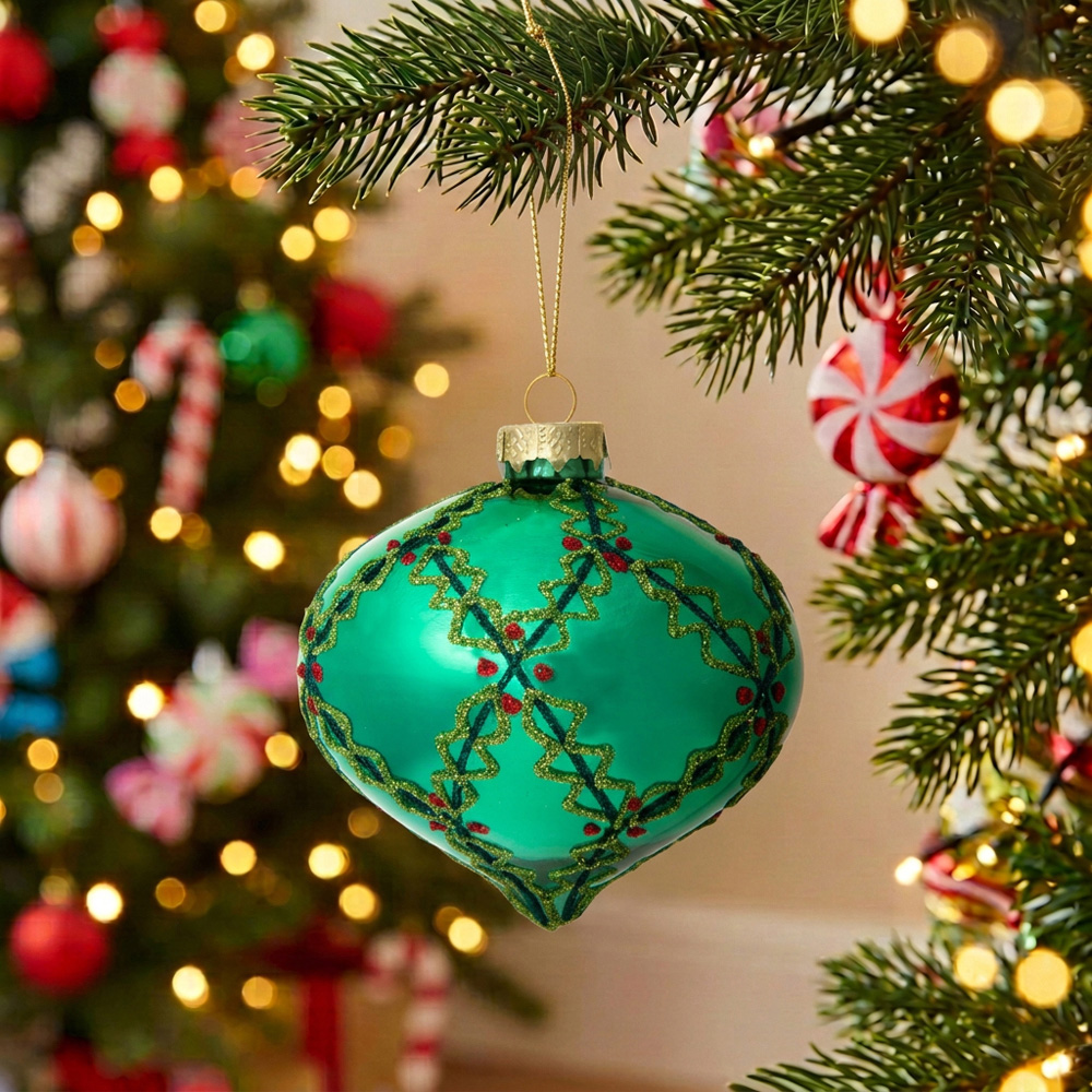 Holly Onion Bauble Emerald Image 2