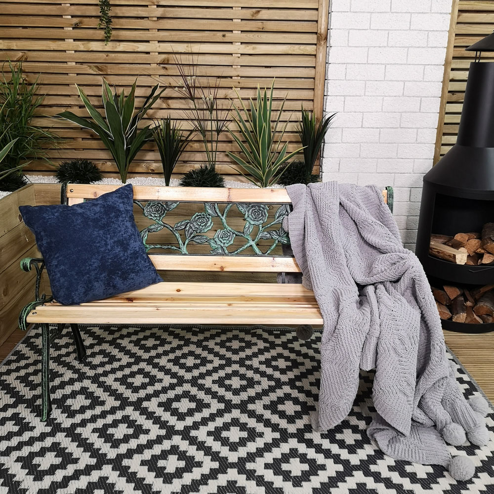 Samuel Alexander 2 Seater Rose Design Wooden Garden Bench Image 6