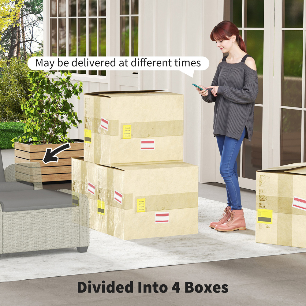 Outsunny 2 Seater Grey Rattan Garden Furniture Set Image 4