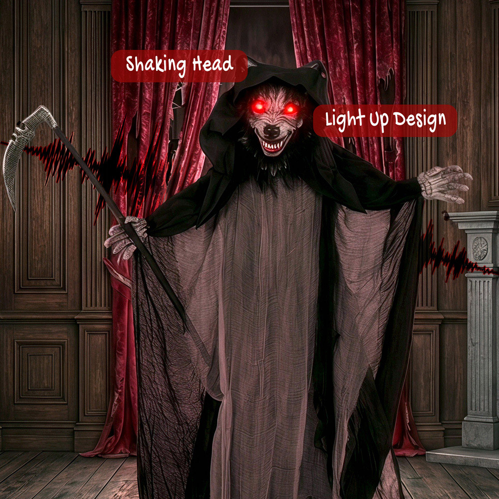 HOMCOM Light Up Standing Animated Werewolf Halloween Decoration 5.5ft Image 6