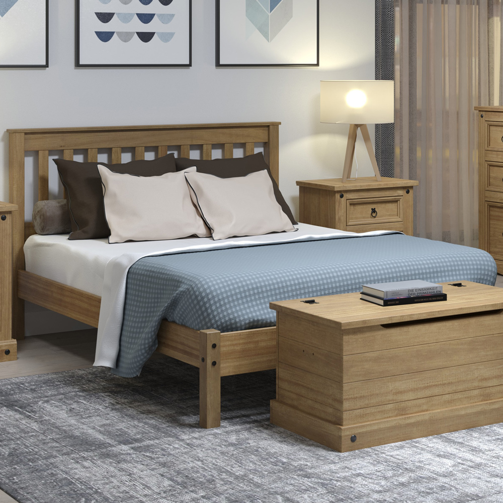 Core Products Single Antique Wax Pine Slatted Low End Bedstead Image 1