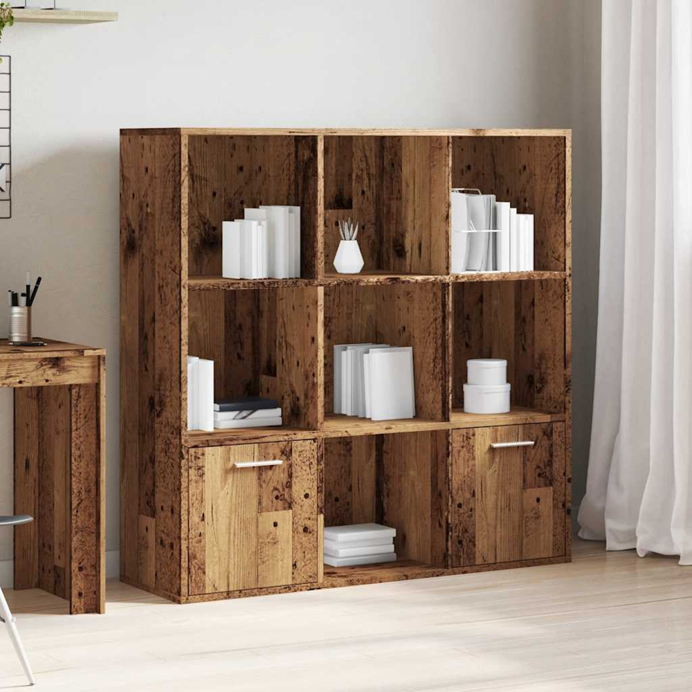 vidaXL 2 Door 7 Open Shelf Old Wood Storage Cabinet Image 9