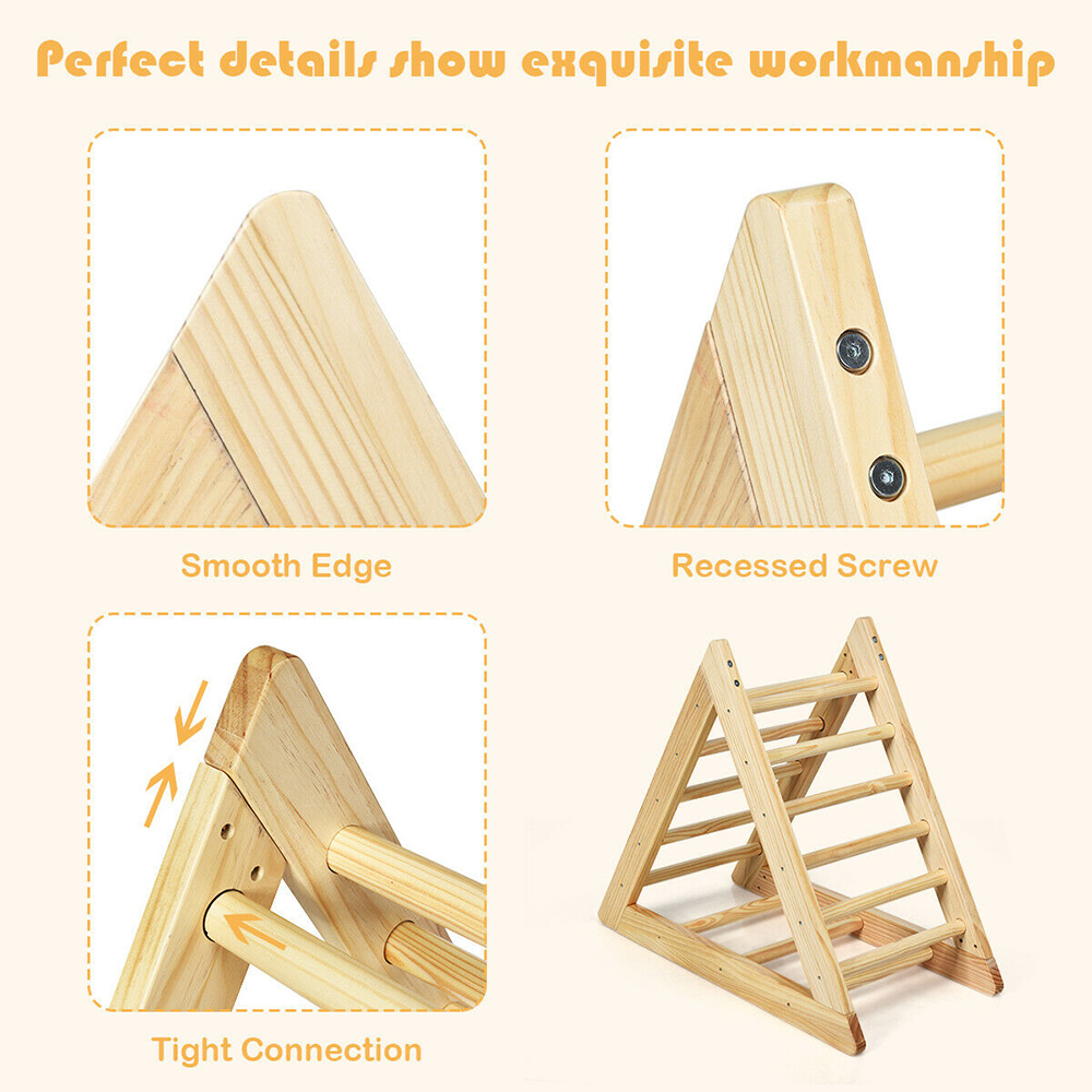Costway Kids Wooden Climbing Ladder Image 4