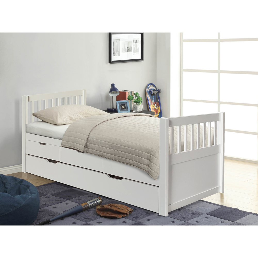 Brooklyn Single White Pine Cabin Bed with Trundle Image 2