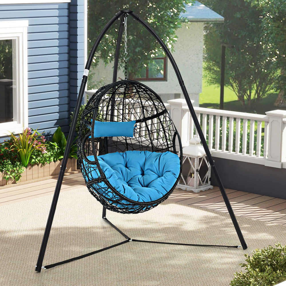Costway Black Hanging Chair Stand with Hanging Chain Image 2