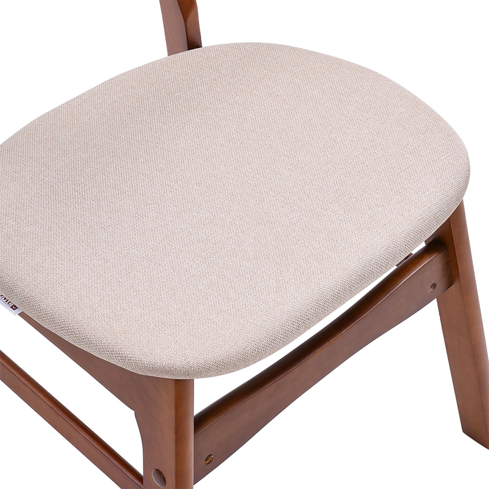 Living and Home Set of 2 Beige Linen Curved Backrest Dining Chair Image 6
