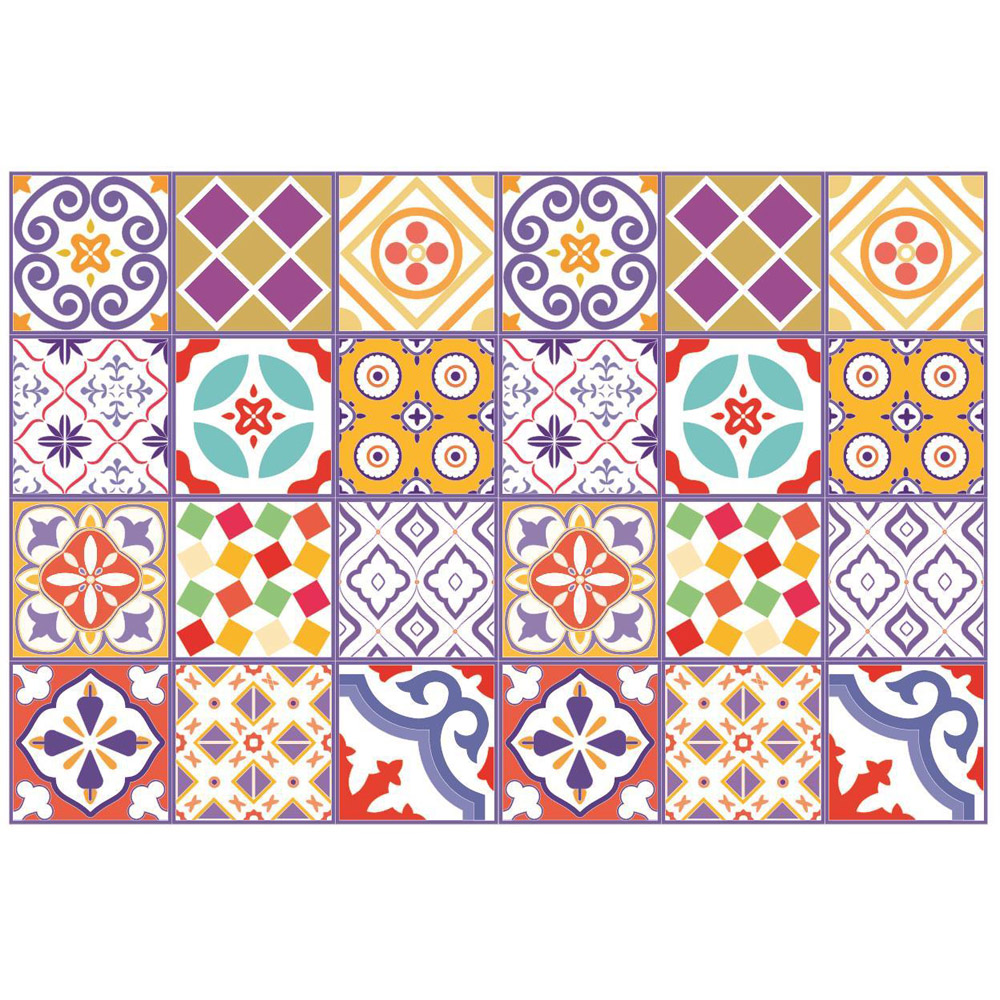 Walplus Colourful Moroccan Tile Sticker 24 Pack Image 2