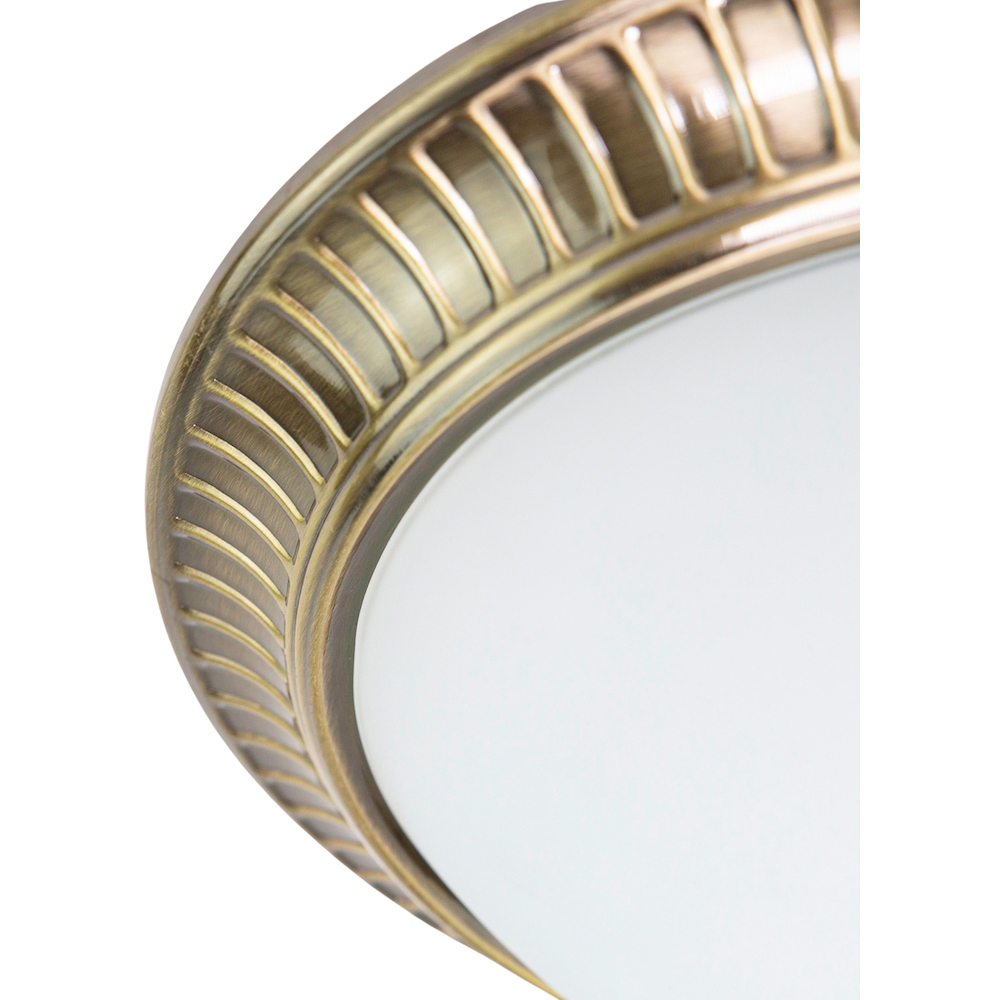 Happy Homewares Antique Brass Traditional Flush Ceiling Light with Opal Glass Diffuser Image 6