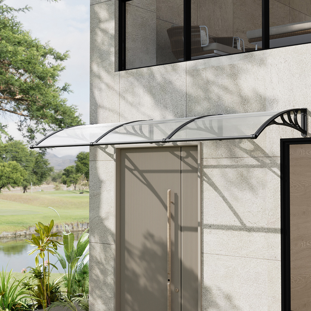 Living and Home Black Arched Door and Window Awning with Water Channel 3 x 1m Image 7