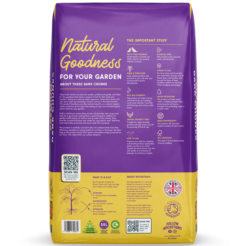 RocketGro Premium Bark Chunks Bag 50L 2 Pack Image 4