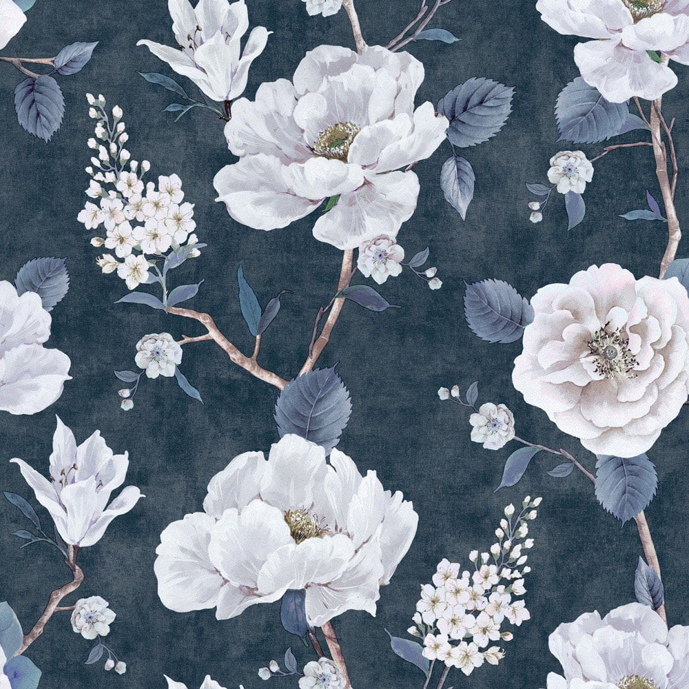 Arthouse Ashley Floral Navy Wallpaper Image 1